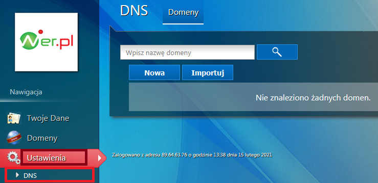 DNSy w domeny.wer.pl
